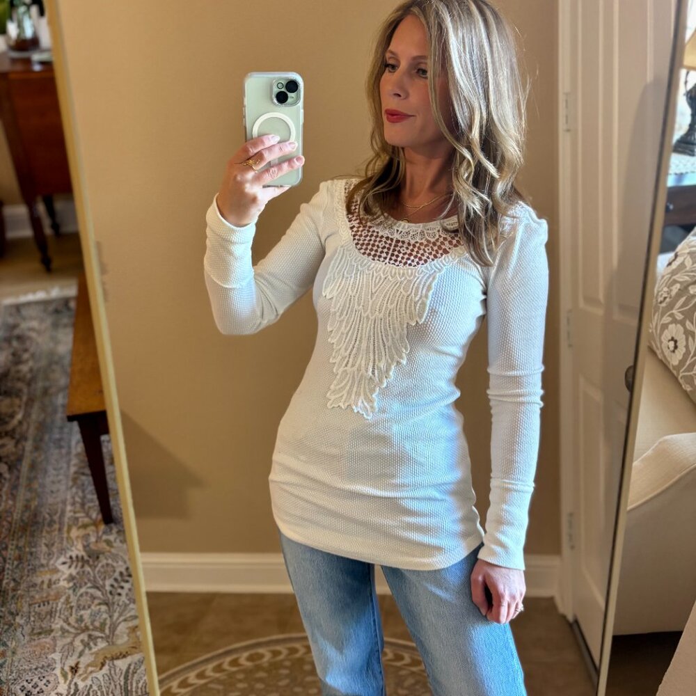 Free People XS Crochet Thermal (OLD Free People-one of a kind) Retail $128 - Picture 7 of 7